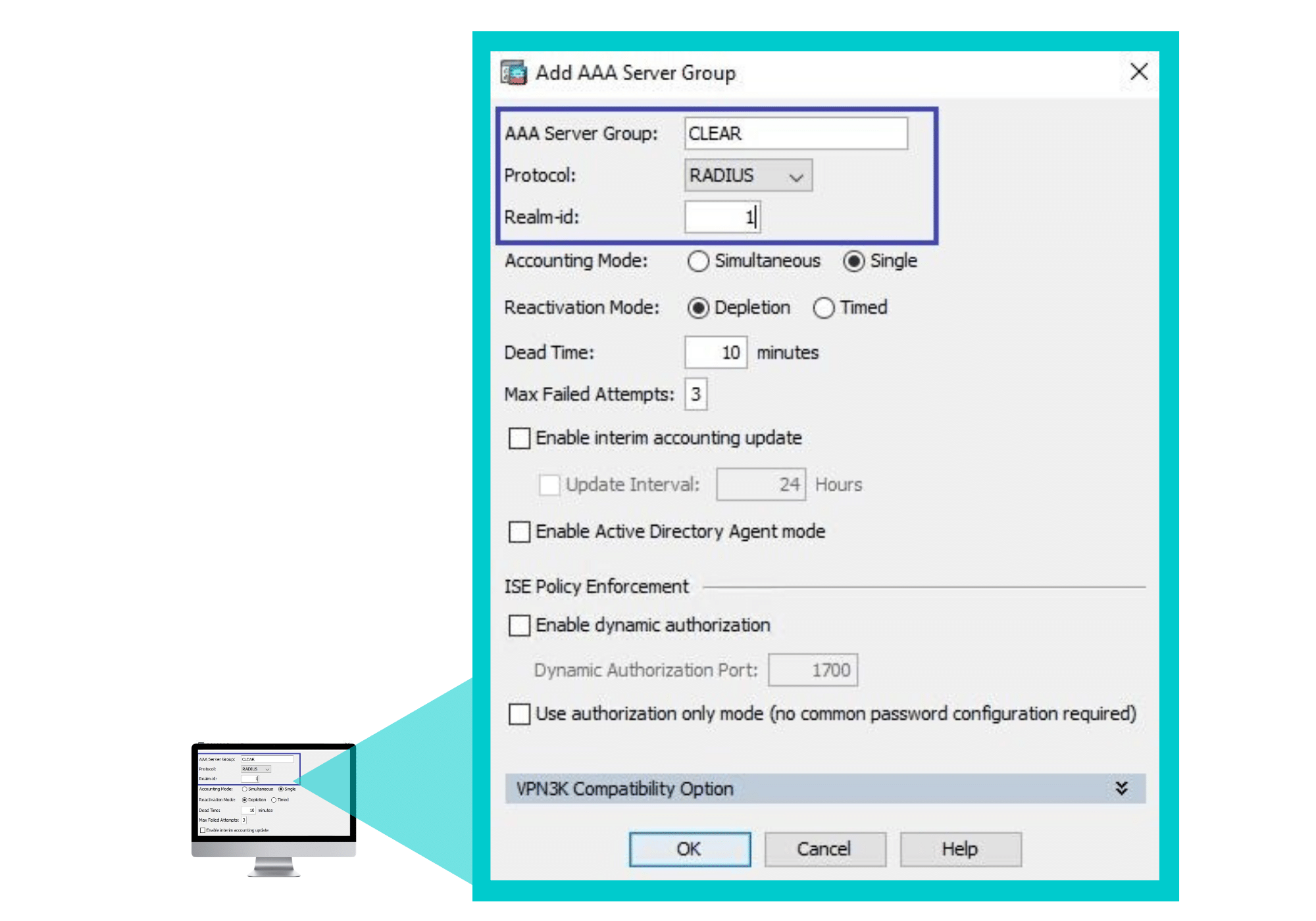 how to create an AAA server group with Portnox