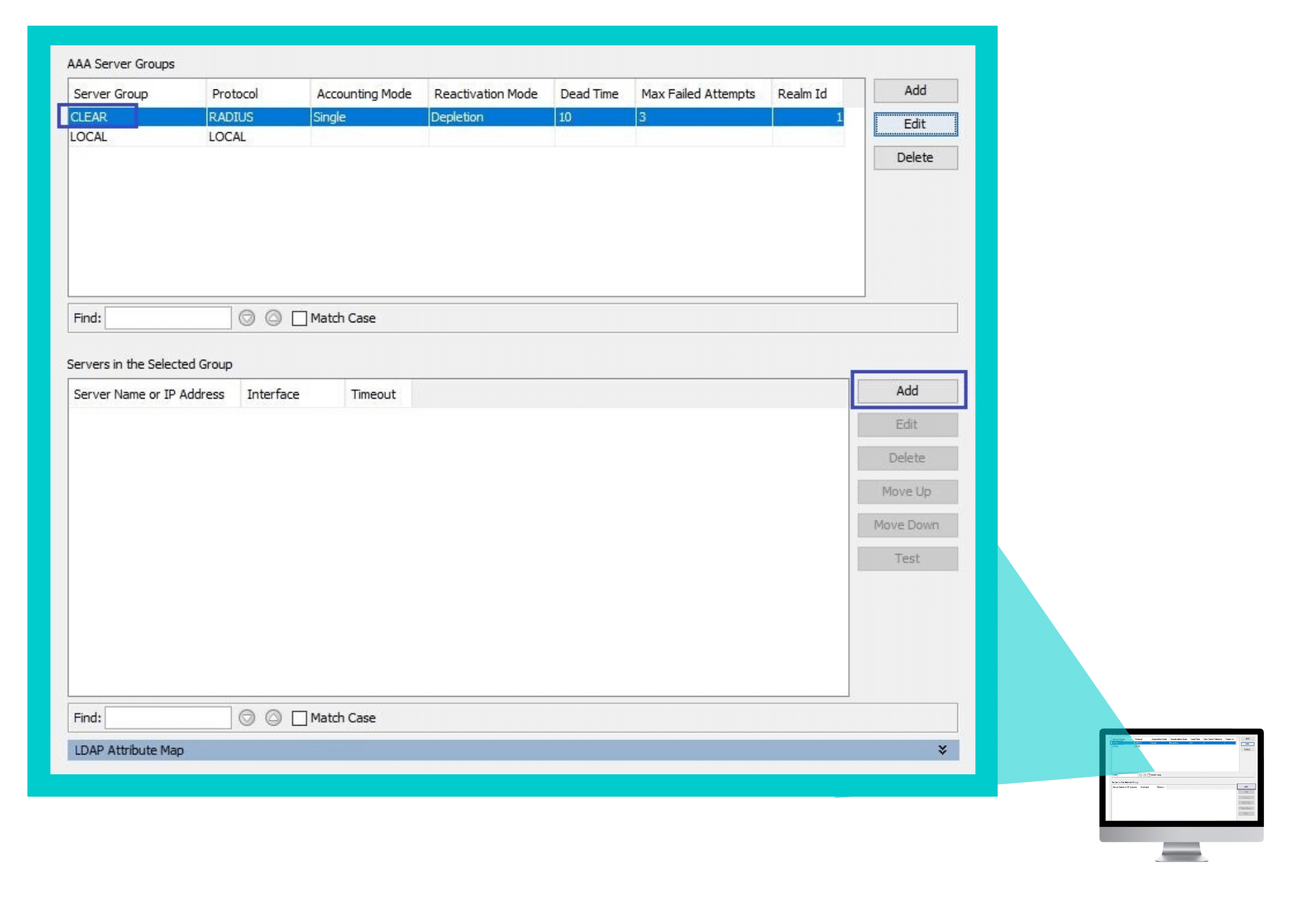 how to select your AAA server group to set up VPN security with Portnox