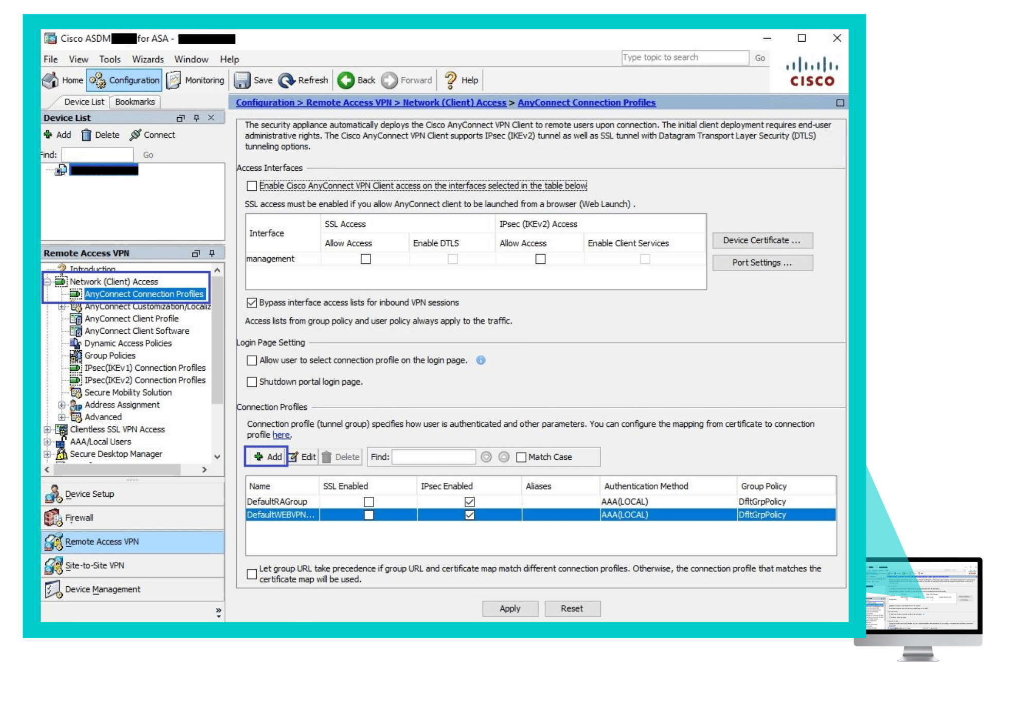 Configuring the Cisco AnyConnect VPN profile