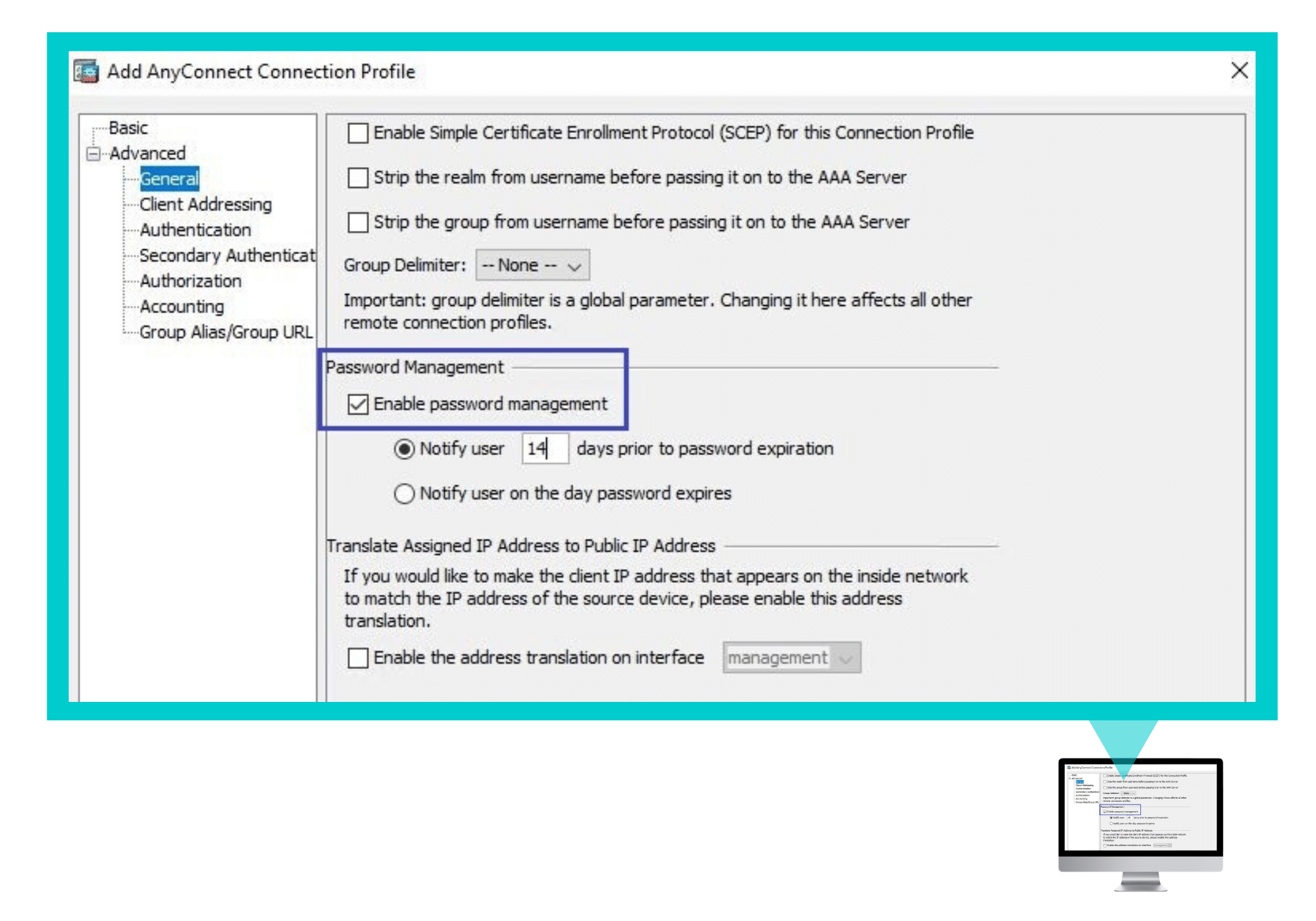 enabling password management for Cisco AnyConnect VPN