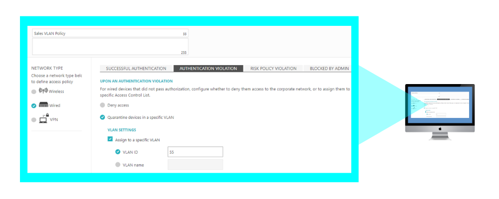 dynamic vlan policy configuration in Portnox CLEAR