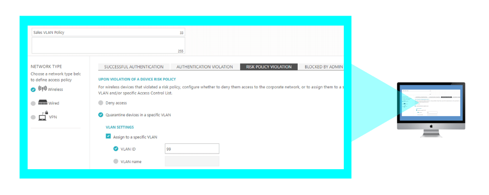 device risk policy violation threshold in Portnox CLEAR