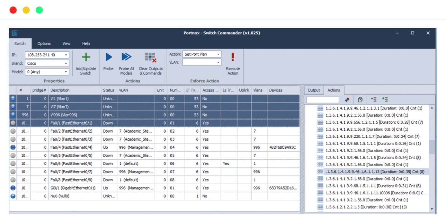 switch monitoring portnox