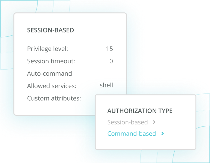 Portnox Screenshot showing session based visibility and assigning authentication types