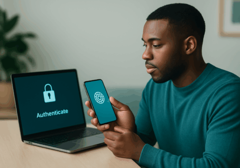 Person accessing network by a device